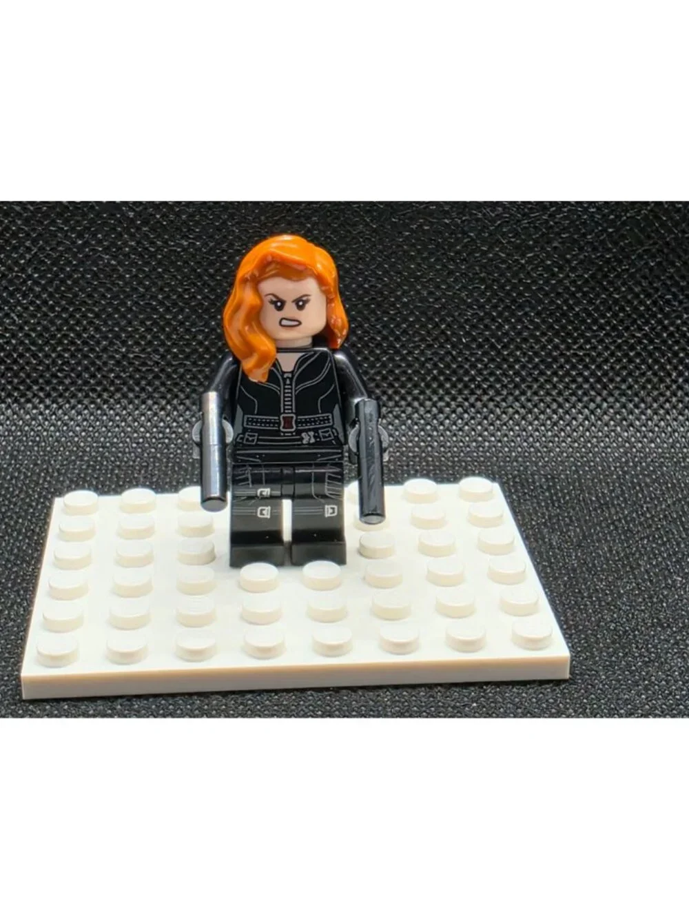 LEGO Marvel Super Heroes Black Widow Minifigure SH0922 Orange Hair Dual Guns New